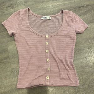 Hollister purple button up short sleeve shirt